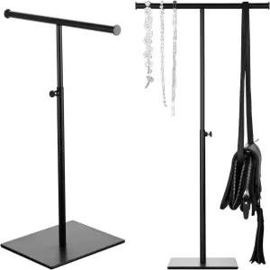 bjewego 조절 가능한 T-바 지갑 홀더 스탠드 - 소매 옷장 책상 사용을 위한 튼튼한 금속 베이스가 있는