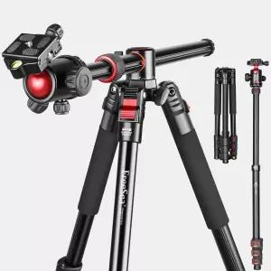 FreeSea 72 카메라 삼각대 360도 볼 헤드 15kg 적재 용량의 횡단 중앙 기둥 알루미늄 DSLR 퀵 릴리스