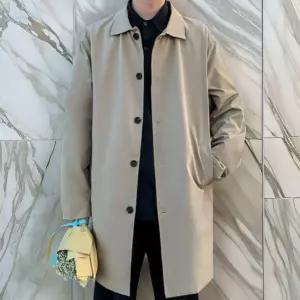 옷자락 남자 기본 트렌치 베이지 심플 롱 코트1244507