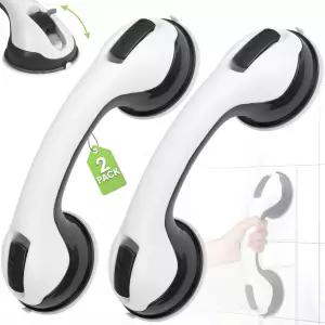 오로라 12인치 욕조 및 샤워용 그랩 바 흡입 컵 포함 노인용 탈착식 욕실 안전을 위한 드릴링 없는 헤비