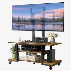 이지즈 헤비 듀티 모바일 TV 카트 3단 선반 높이 조절 가능한 롤링 스탠드 최대 150파운드의 32-75인치