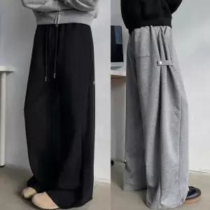 남성용 포인트 사이드 절개 하의 츄리닝 남성하의 캐주얼 바지 하이웨 이스트 와이드 레그