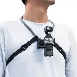 러그비스 포켓 3 마그네틱 넥 마운트 조절 가능한 가슴 스트랩 및 핸즈프리 POV 블로깅용 DJI OSMO 기타