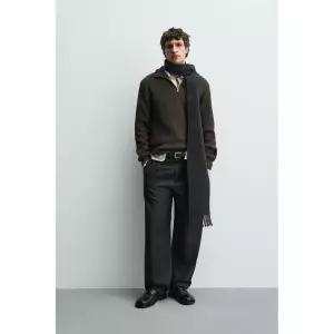 ZARA 지퍼 칼라 펄 니트 스웨터 - 초콜렛 372871