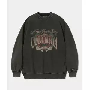 COLUMBIA UNIVERSITY CAMPUS WASHED FLEECE CREW NECK_CHARCOAL 109404