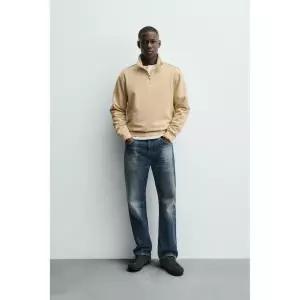 ZARA 베이직 지퍼넥 스웨트셔츠 - 밀짚 372799