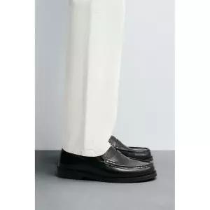 ZARA 가죽 페니 로퍼 - 블랙 372841