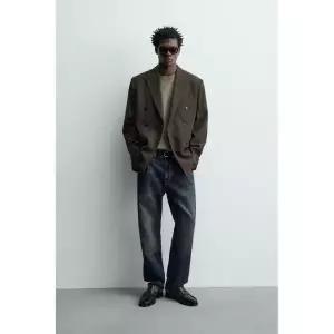 ZARA 울 더블 브레스트 블레이저 - 다크 브라운 372844