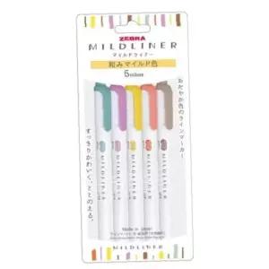 제브라 형광펜 마일드라이너 WKT7-5C-RC 5색세트/(따뜻한색) 갑(10개입)