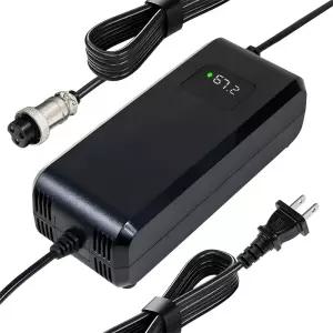 YZPOWER 67.2V 3Amp 60v 16S 리튬 배터리 팩용 충전기 12mm 0.47 커넥터 전원 어댑터 포함