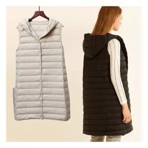 경량후드조끼 오리털 경량 베스트 롱조끼 패딩 아우터 레이어드1193315