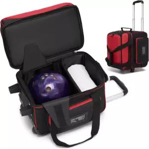 바퀴가 달린 JMIANeodark 싱글 롤러 볼링백 별도의 신발 수납공간과 접이식 손잡이가 있는 볼링공 백 1개