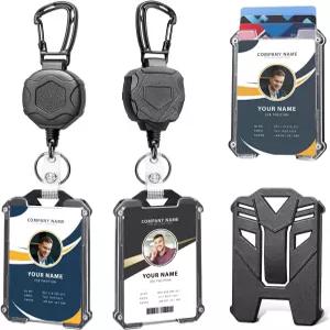 배지 홀더 리트랙터블 클립 헤비 듀티 카라비너 릴 열쇠고리와 랜야드 ID 카드 쿨 전술