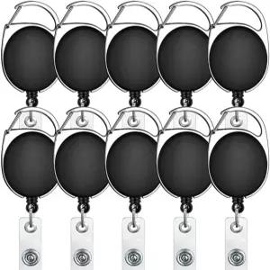 Selizo 10pcs 접이식 배지 홀더 ID 클립 카라비너 릴 접습니다