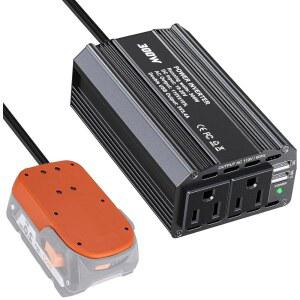 리지드 18V 이온 배터리 AC 110V 전원 AC USB 휴대용 포트 콘센트 120V 인버터 발전소 차량용 300W 2개 인버터 발전기용