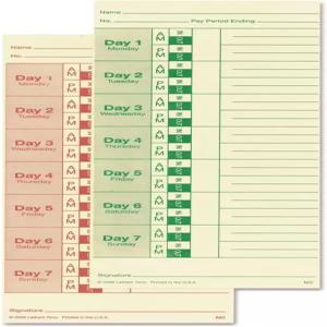 Lathem 주간 근무 시간표 양면 처리 모델 2121/사이드 프린트 타임 클럭 100팩 M2-100