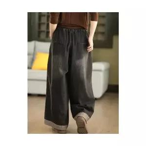 여성용 배기핏 청바지 빈티지 스크래치 가을 해지 와이드 바지 슬림핏 캐주얼 CH3