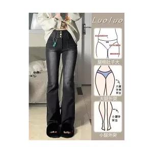 여성용 배기핏 청바지 블랙 그레이 핫팬츠 봄가을 빈티지 하이웨스트 슬림핏 바지 CH3