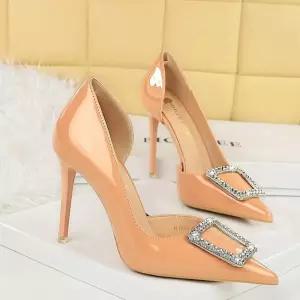 EAMT 여자 하이힐 디너힐 스틸레토 펌프스 펀칭 메탈 큐빅플랫 슈즈 YJ5