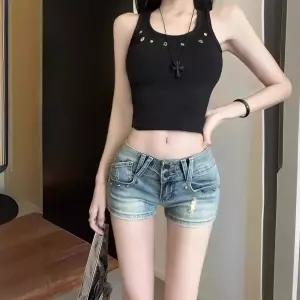 EAMT 여성 데님 빈티지 여름 청반바지 반바지 핫팬츠 YJ2