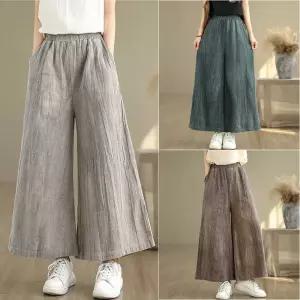 EAMT 여자 9부 바지 여름 나염 와이드 구제 슬림핏 EUNG2