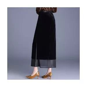 EAMT 여자 H라인 스커트 벨벳 옆트임 일자 오피스룩 힙업 가을 롱 원턱 EUNG3