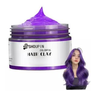 헤어 컬러 왁스 세탁 가능한 임시 염색약 탈색 필요 없음 할로윈 하루 종일 보류 코스프레 파티 퍼플