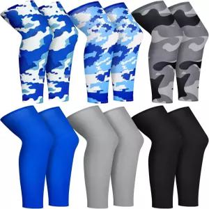 수하인 6켤레 스포츠 레그 슬리브 UV 프로텍트 컴프레션 롱 무릎 남성용 사이클링