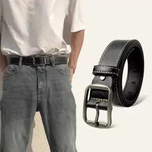 남여공용 깔끔한 스티치 디자인 모던 블랙 벨트 가죽벨트 여성벨트 면바지벨트