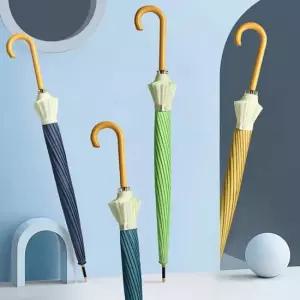 예쁜 투톤 더블 컬러 나무 손잡이 튼튼한 자동 장우산 예쁜우산 튼튼한우산 장우산