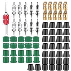 BDZMC 71 PCS 옐로우 재킷 HVAC 호스 개스킷, 에어컨 밸브 코어 키트 수리 도구, 10 코어, 50
