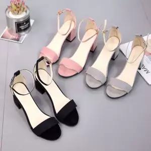 스웨이드 펌프스 스트랩 샌들 여성 토오픈 힐 하이힐 하이힐 펌프스 토오픈