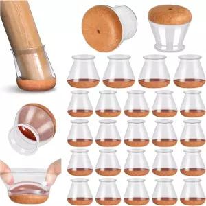 PISAO 24개 의자 다리 바닥 보호대 하드우드 실리콘 캡 커버 래핑 펠트 매체가 있는 가구 패드 슬라이더