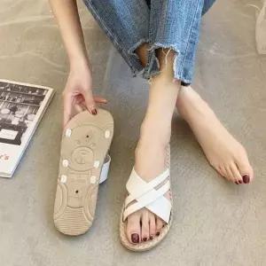 여성 밴드 크로스 편한 라탄 빅사이즈 캐주얼 슬리퍼 캐주얼슬리퍼 데일리신발