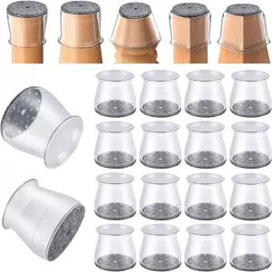 16개 의자 다리 바닥 보호대 - 실리콘 펠트 패드 긁힘 방지 및 소음 없음 쉬운 부드러운 움직임 큰 사이즈