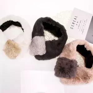 겨울 배색머플러 털목도리 퍼목도리 여성용 방한용품 겨울 배색 털목도리 퍼목도리