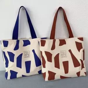 심플 유니크 도형 패턴 캔버스 에코백 여성 캐주얼백 여자캔버스가방 데일리가방