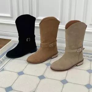 스웨이드 미들부츠 가을 부츠 3.5cm 여성 패션 신발 미디부츠 방한부츠 발편한부츠