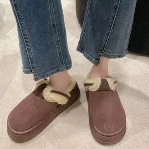 여성 겨울슬리퍼 통굽 털슬리퍼 가벼운 스웨이드 뽀글 여성방한화 털신발 털부츠