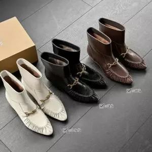 여사친 슬림 체인 가죽 신발 스판 앵클부츠 프렌치 워커 워커힐 힐 메탈 부츠 KS5
