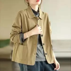 여성 춘추 캐주얼 자켓 긴팔 상의 쇼트 빅사이즈 칼라 코트 OP3