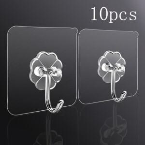 10피스 투명 스테인레스 스틸 강력한 마그네틱 접착 후크 주방 욕실 문 벽 다기능에 대 한 키 수납함 옷걸