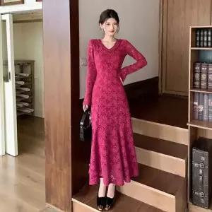 픽토 여성 원피스 프렌치 라운드 펀칭 레이스 머메이드 젠1