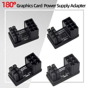 그래픽 카드 180 ° 전원 공급 장치 어댑터 커넥터 엘보 GPU PSU 스티어링 PCI-E 6핀 8핀 회전 배선 아티팩