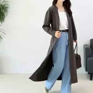 엘럽 원피스 여성 봄 조절 긴팔 롱스커트 트렌치 벨트 정장 박템1