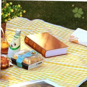 휴대용돗자리 체크 방수돗자리 옐로 접이식돗자리 피크닉돗자리 감성매트 200x200cm