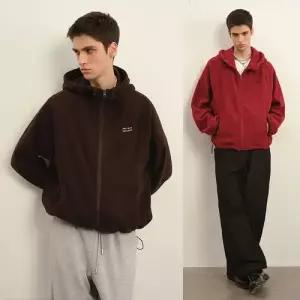 남성 캐주얼 가을 커플 스트링 카디건 플리스 후드 가디건 OP3