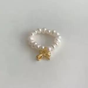 (925 Silver) Pebble pearl ribbon ring B 41 쥬얼리 액세서리 반지