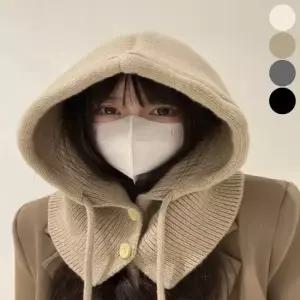 여성 겨울 여유핏 후드 바라클라바 니트 넥워머 보온 바라클라바 후드워머