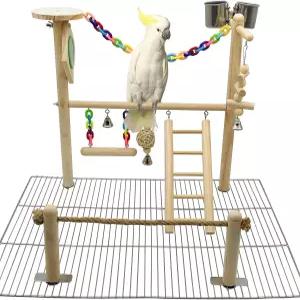 새 놀이터 상단 케이지 앵무새 체육관 매달기 씹는 장난감 코너용 플레이 스탠드 잉꼬 버기 코카티엘
